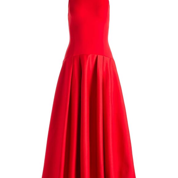 Alice + Olivia Dresses & Skirts - Alice + Olivia Adley Drop Waist Midi Dress Bright Ruby Red Women’s Size US 4 (S)